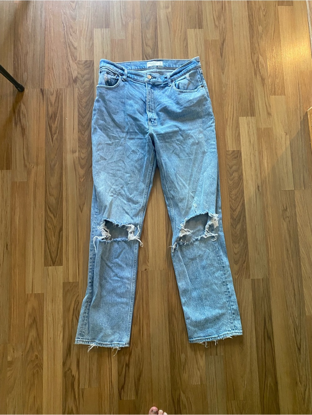 Abercrombie & Fitch Light Blue Distressed Straight Leg Jeans